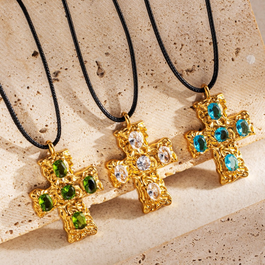 Maillard Style Cross Necklace For Men And Women In Steel Color