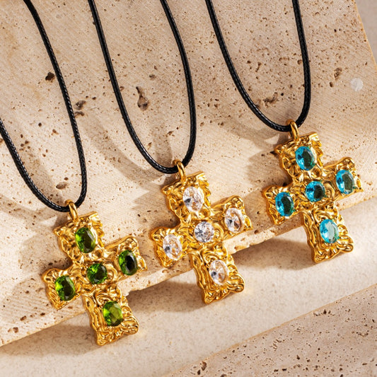 Maillard Style Cross Necklace For Men And Women In Steel Color