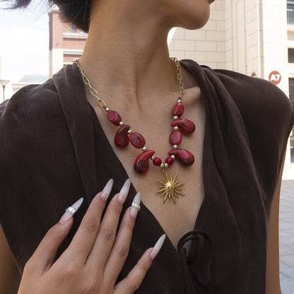 Sun Pattern Acrylic Necklace For Women Featuring Elegant Design