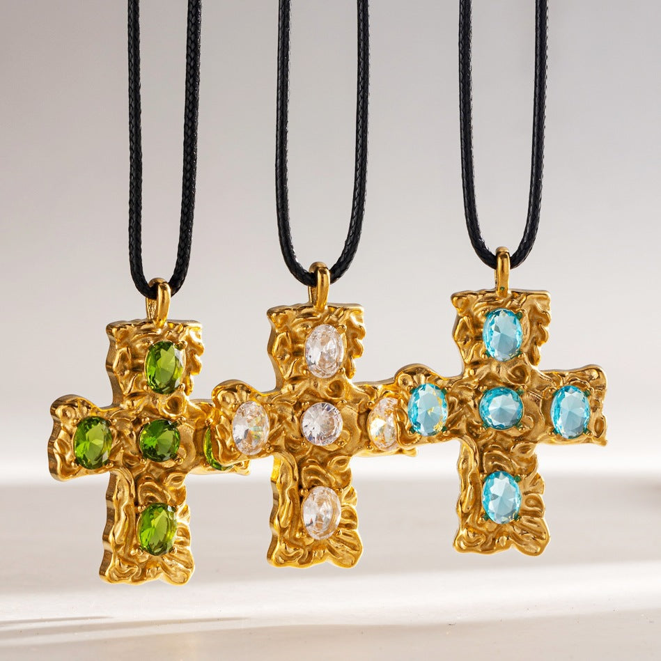 Maillard Style Cross Necklace For Men And Women In Steel Color