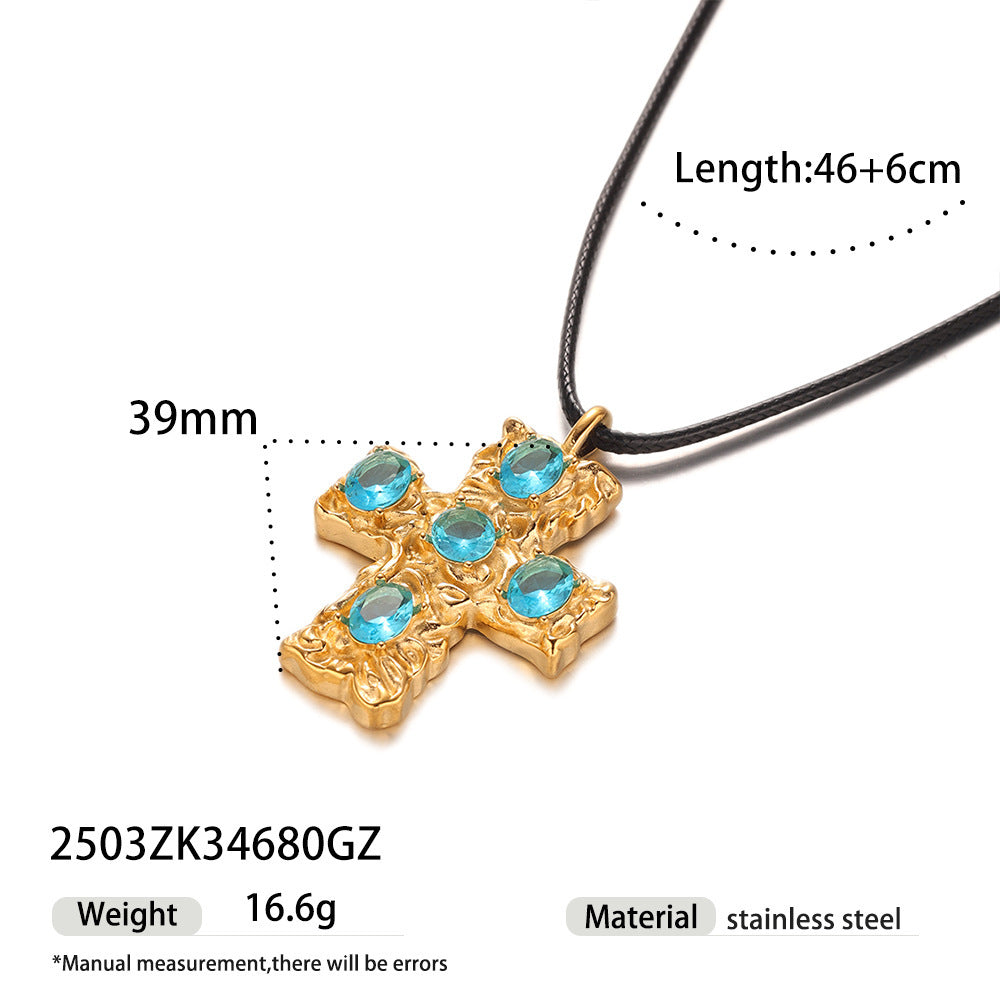 Maillard Style Cross Necklace For Men And Women In Steel Color