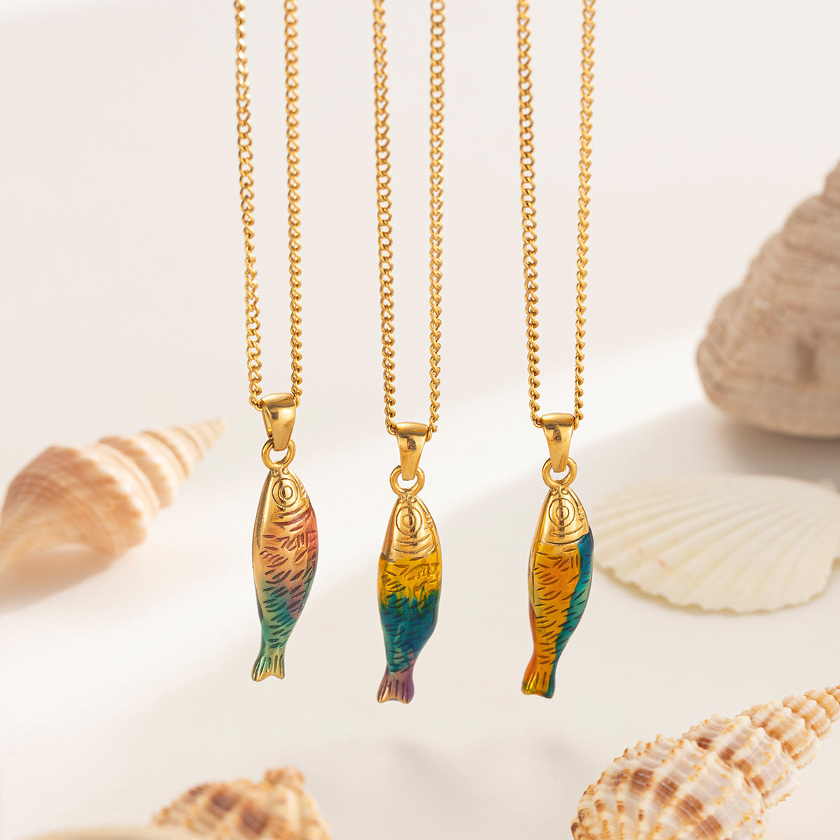 Fish Pendant Necklace For Men And Women, Made Of Durable Titanium Steel, Available In Stylish Colour