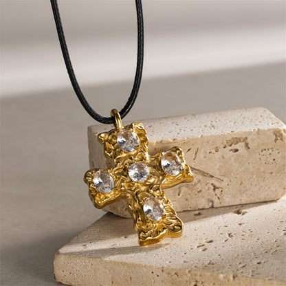 Maillard Style Cross Necklace For Men And Women In Steel Color
