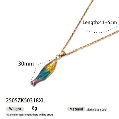Fish Pendant Necklace For Men And Women, Made Of Durable Titanium Steel, Available In Stylish Colour