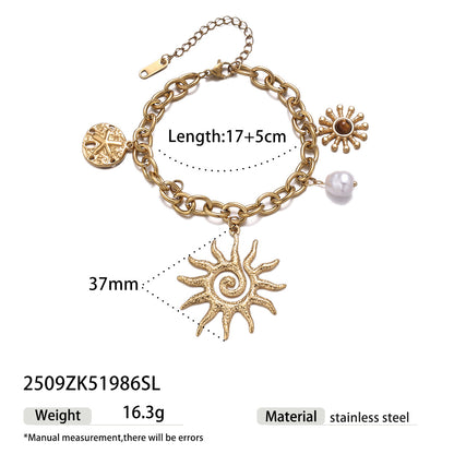 For Multi Charms Necklace Featuring Acrylic Inlay, Stylish Jewelry Set