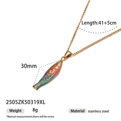 Fish Pendant Necklace For Men And Women, Made Of Durable Titanium Steel, Available In Stylish Colour