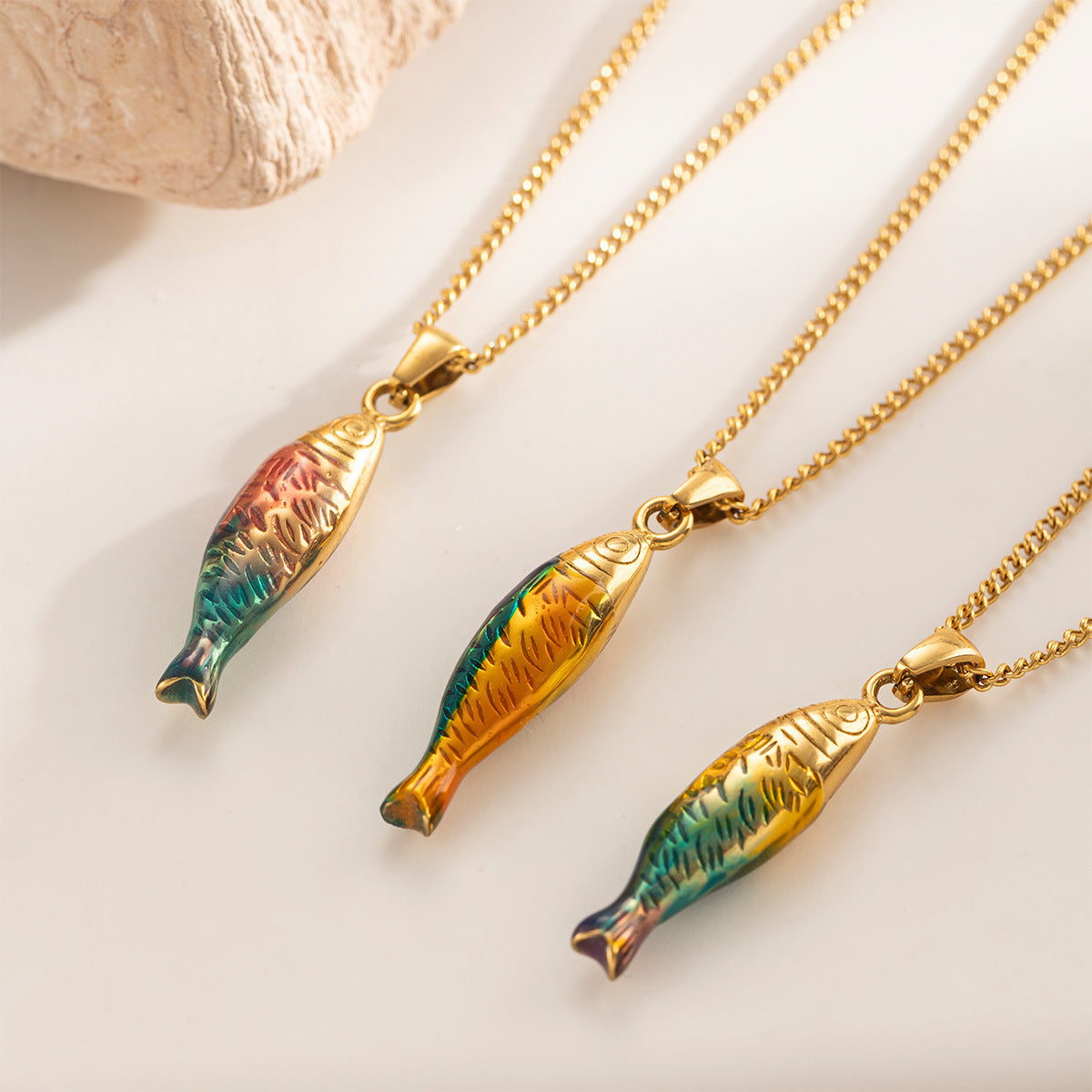 Fish Pendant Necklace For Men And Women, Made Of Durable Titanium Steel, Available In Stylish Colour