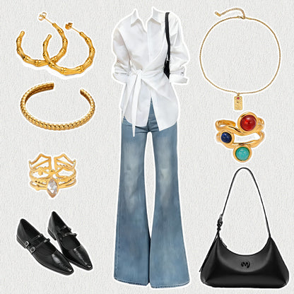For Multi Charms Necklace Featuring Acrylic Inlay, Stylish Jewelry Set
