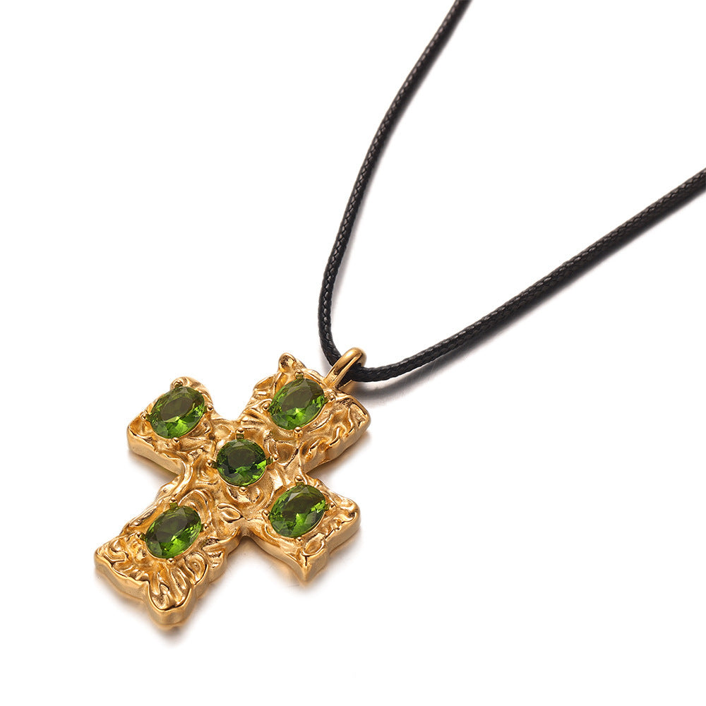 Maillard Style Cross Necklace For Men And Women In Steel Color