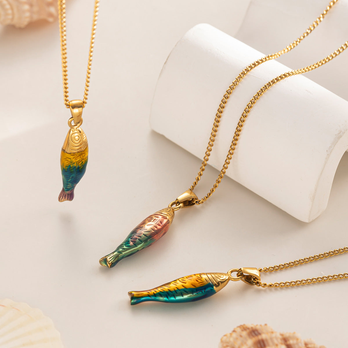 Fish Pendant Necklace For Men And Women, Made Of Durable Titanium Steel, Available In Stylish Colour