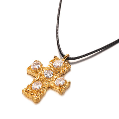 Maillard Style Cross Necklace For Men And Women In Steel Color