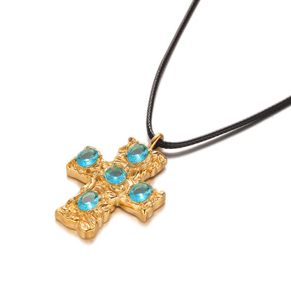 Maillard Style Cross Necklace For Men And Women In Steel Color