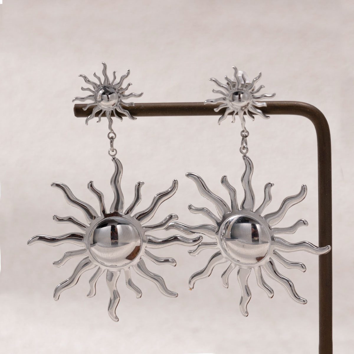 Sun Stud Earrings For Women In Durable Titanium Steel, Stylish And Lightweight