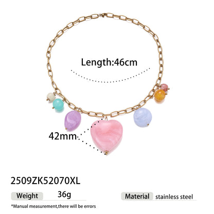 For Multi Charms Necklace Featuring Acrylic Inlay, Stylish Jewelry Set