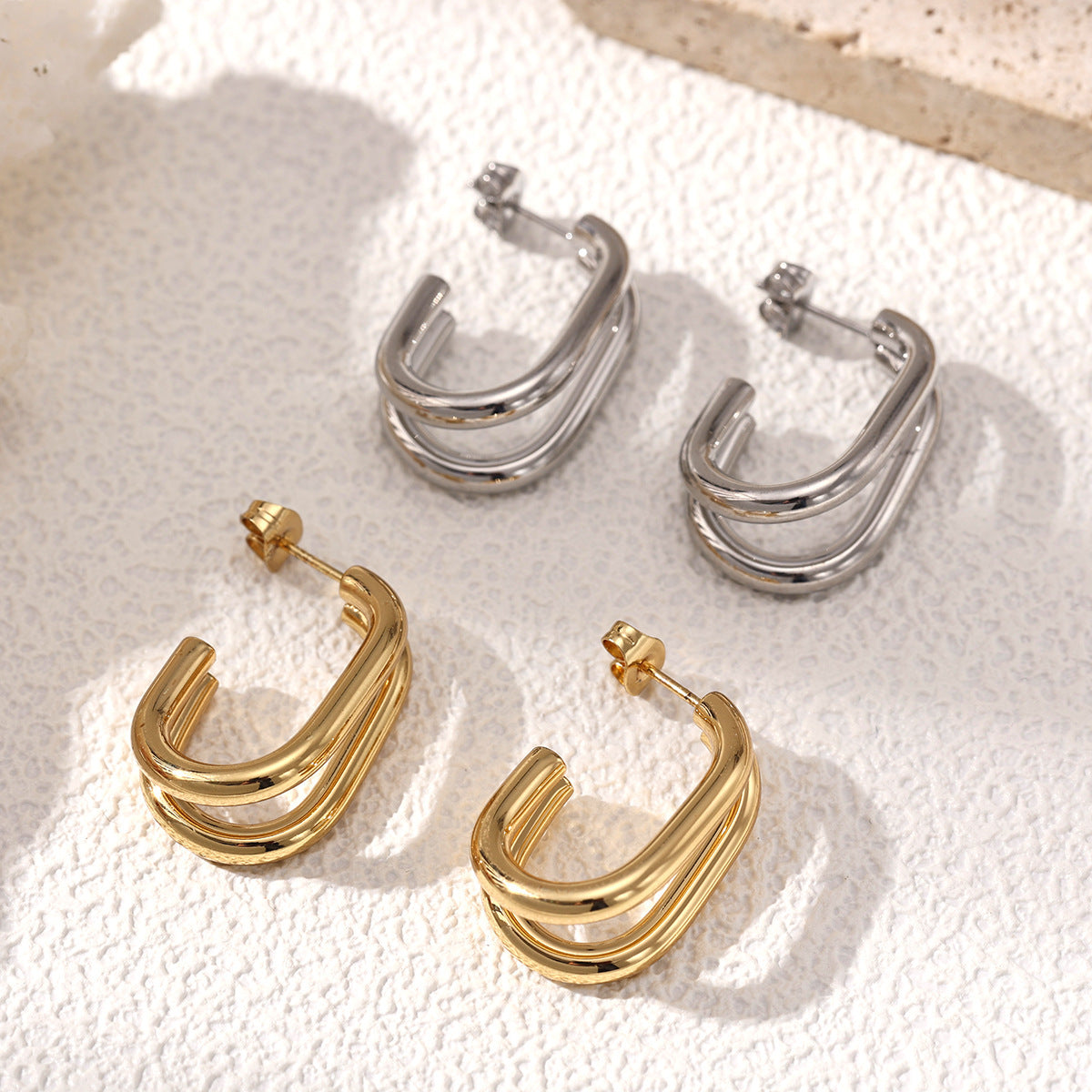 Circle Stud Earrings For Women In Durable Titanium Steel