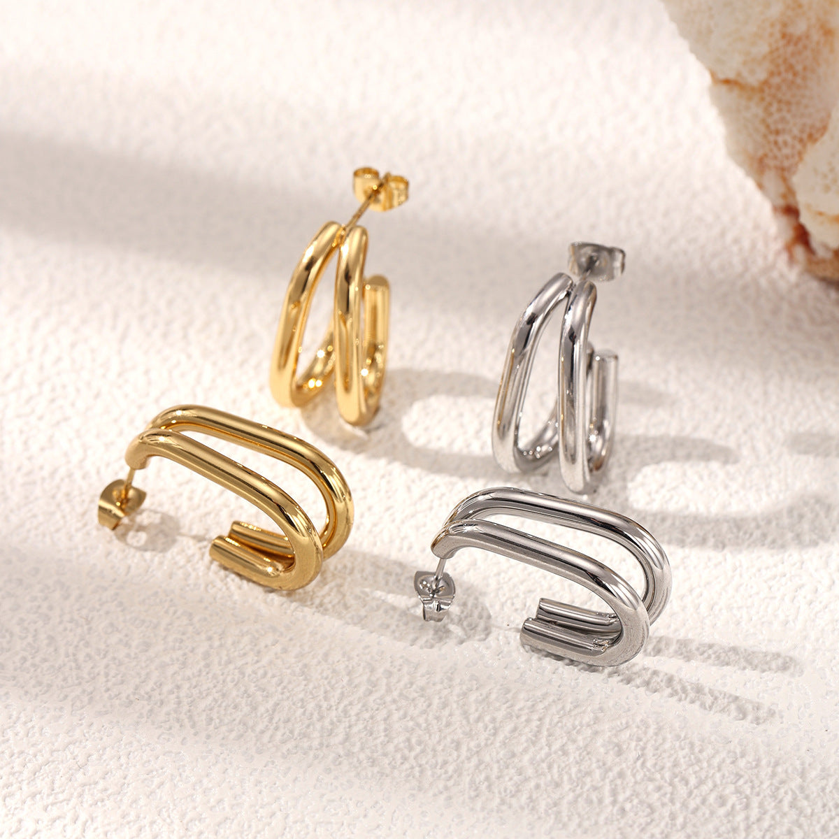Circle Stud Earrings For Women In Durable Titanium Steel