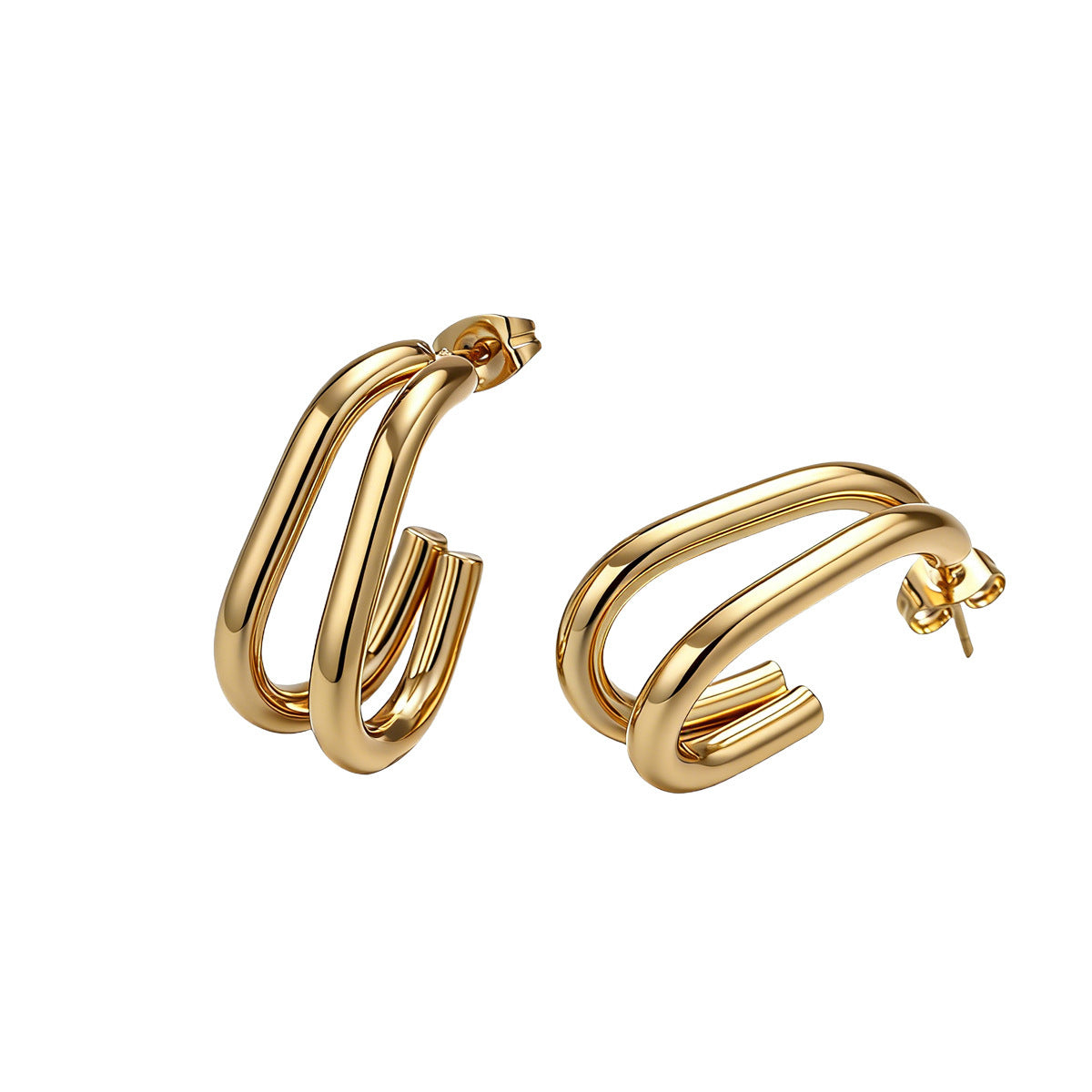 Circle Stud Earrings For Women In Durable Titanium Steel
