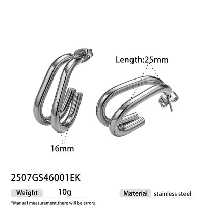 Circle Stud Earrings For Women In Durable Titanium Steel