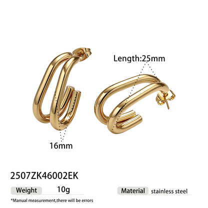Circle Stud Earrings For Women In Durable Titanium Steel