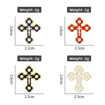 Painted Cross Brooch Vintage Personal Matching Accessories Blue Red Black White Multi-color Fixed Badge