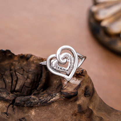 Heart Shape Ring For Women In 304 Stainless Steel Featuring A Golden Finish