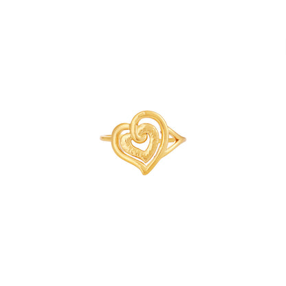 Heart Shape Ring For Women In 304 Stainless Steel Featuring A Golden Finish