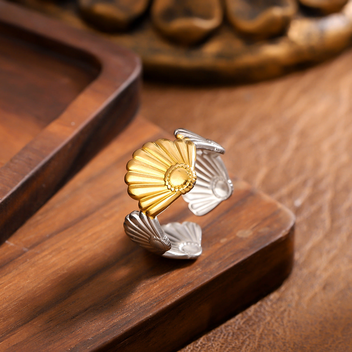 Ocean-Inspired Asymmetrical Ring For Unique Style, Available In Multicolor, 1 Piece