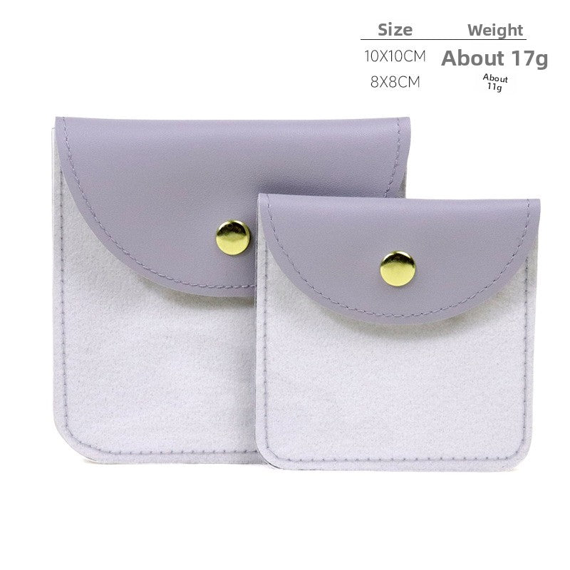 Transparent PU Leather Jewelry Storage Bag Suitable For Necklaces And Bracelets Packaging Dustproof Bag Solid Color Asymmetric Design