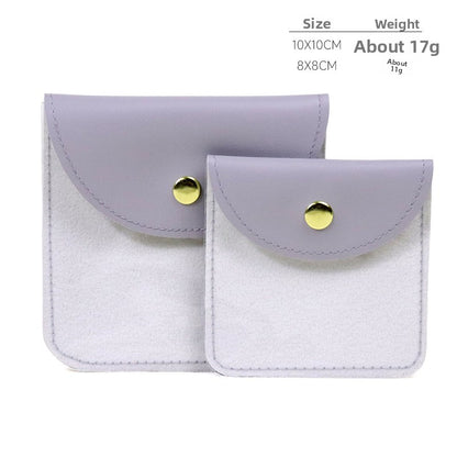 Transparent PU Leather Jewelry Storage Bag Suitable For Necklaces And Bracelets Packaging Dustproof Bag Solid Color Asymmetric Design