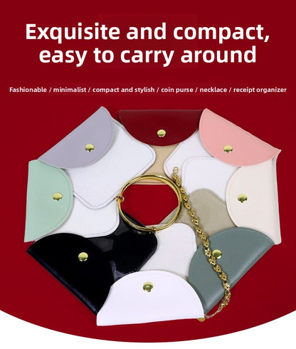 Transparent PU Leather Jewelry Storage Bag Suitable For Necklaces And Bracelets Packaging Dustproof Bag Solid Color Asymmetric Design