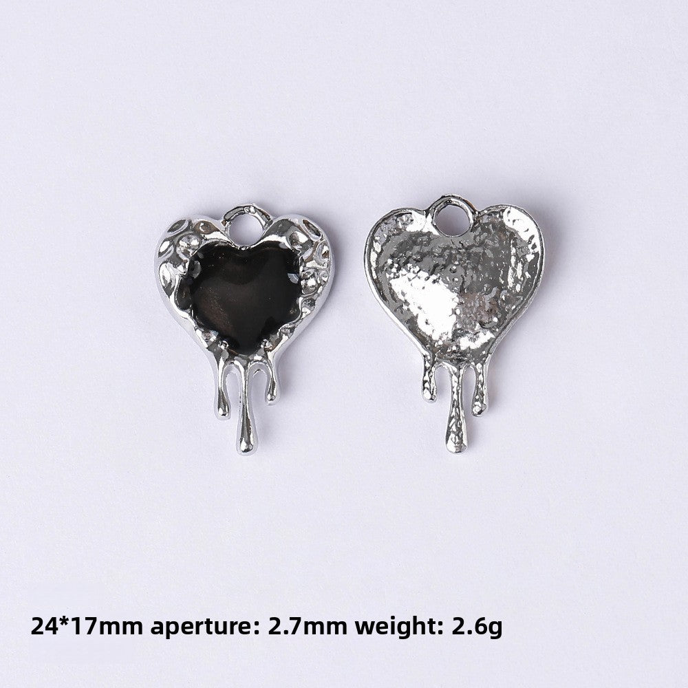 Dark Series Vintage Heart-shaped Cross Bow Pendant Necklace Earrings Zinc Alloy DIY Jewelry Accessories Black And Red