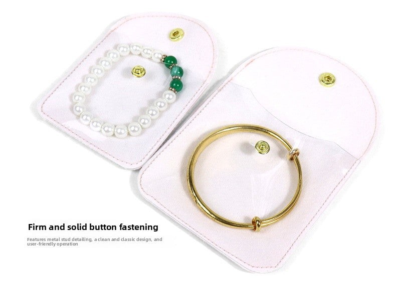 Transparent PU Leather Jewelry Storage Bag Suitable For Necklaces And Bracelets Packaging Dustproof Bag Solid Color Asymmetric Design