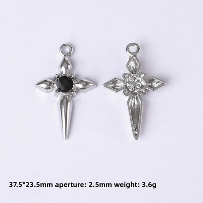 Dark Series Vintage Heart-shaped Cross Bow Pendant Necklace Earrings Zinc Alloy DIY Jewelry Accessories Black And Red