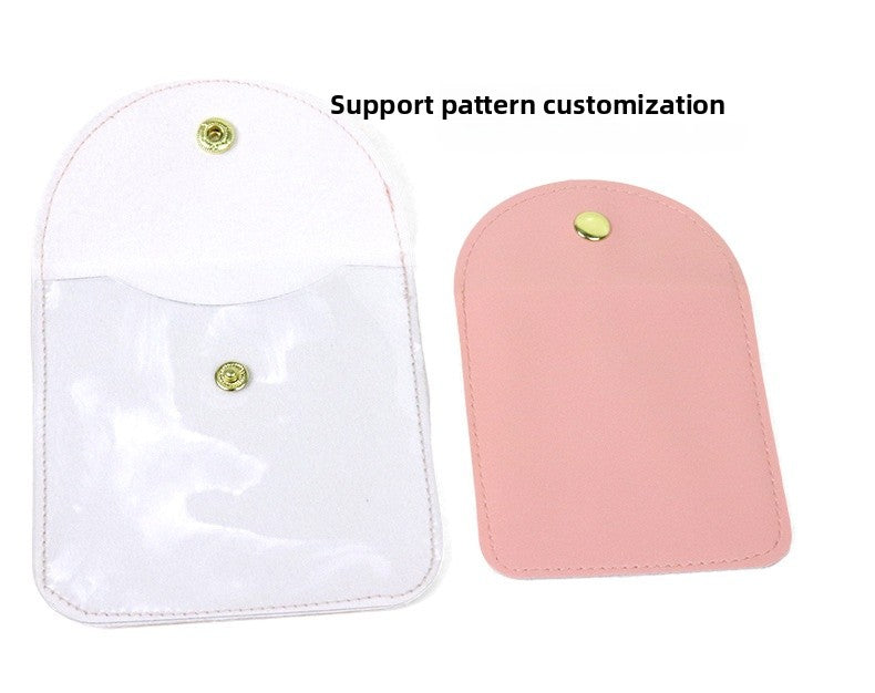 Transparent PU Leather Jewelry Storage Bag Suitable For Necklaces And Bracelets Packaging Dustproof Bag Solid Color Asymmetric Design