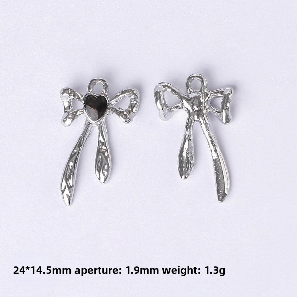 Dark Series Vintage Heart-shaped Cross Bow Pendant Necklace Earrings Zinc Alloy DIY Jewelry Accessories Black And Red