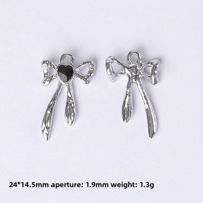 Dark Series Vintage Heart-shaped Cross Bow Pendant Necklace Earrings Zinc Alloy DIY Jewelry Accessories Black And Red