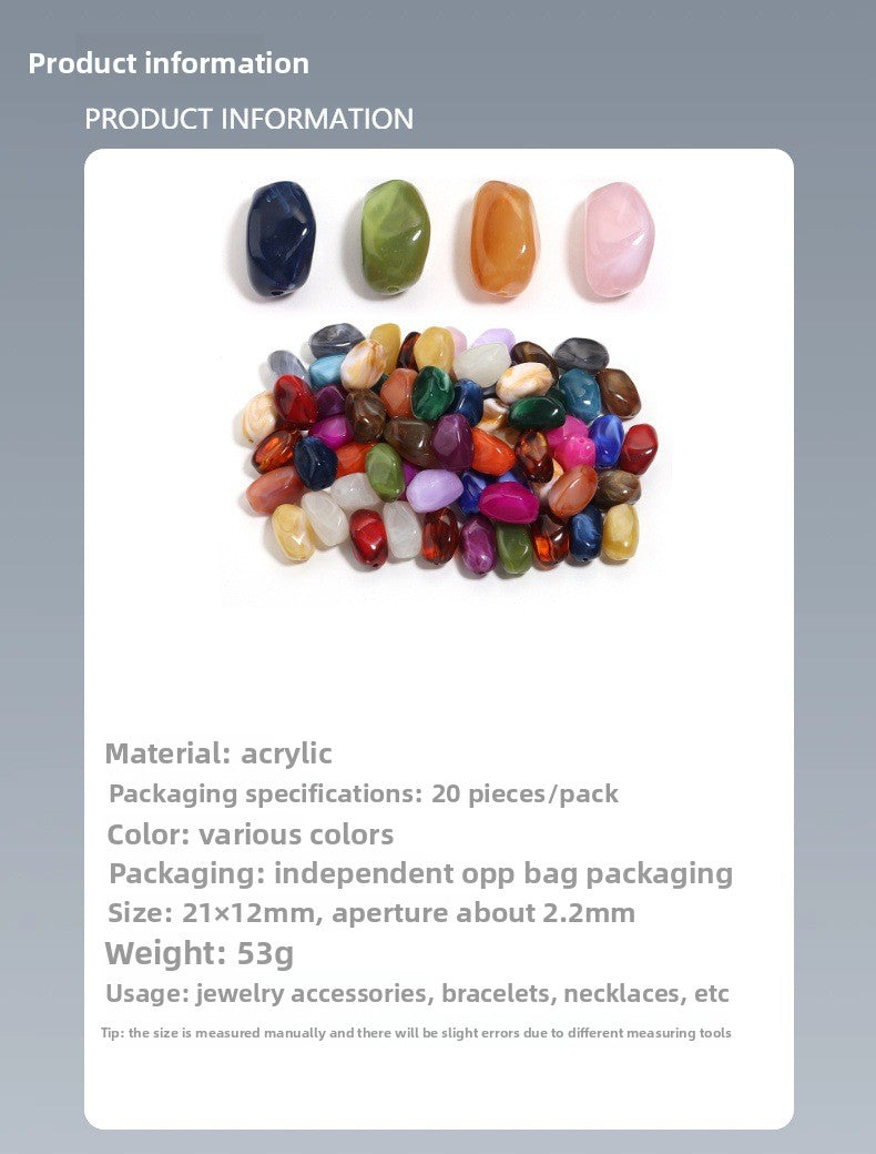 Irregular Two-tone Cloud Beads Large Hole Faux Stone Bracelet Phone Chain DIY Beading Material Kit Light Gray Coffee Color