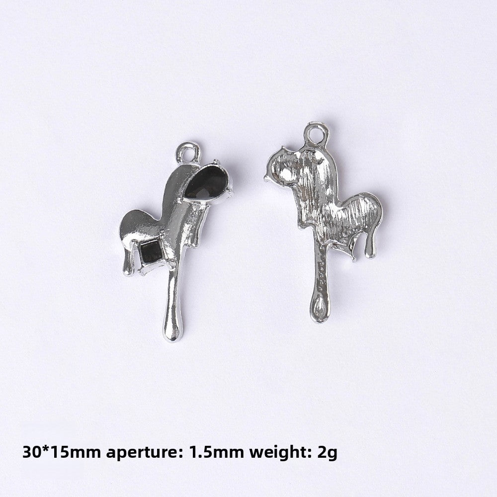 Dark Series Vintage Heart-shaped Cross Bow Pendant Necklace Earrings Zinc Alloy DIY Jewelry Accessories Black And Red