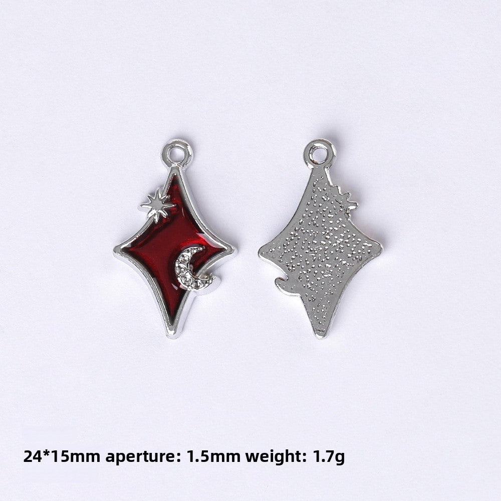 Dark Series Vintage Heart-shaped Cross Bow Pendant Necklace Earrings Zinc Alloy DIY Jewelry Accessories Black And Red