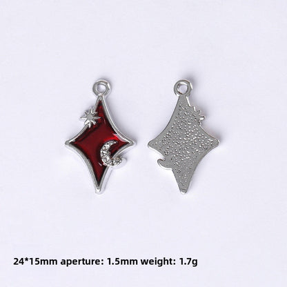 Dark Series Vintage Heart-shaped Cross Bow Pendant Necklace Earrings Zinc Alloy DIY Jewelry Accessories Black And Red