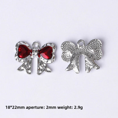 Dark Series Vintage Heart-shaped Cross Bow Pendant Necklace Earrings Zinc Alloy DIY Jewelry Accessories Black And Red