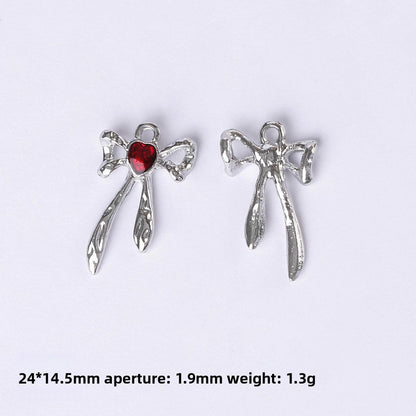 Dark Series Vintage Heart-shaped Cross Bow Pendant Necklace Earrings Zinc Alloy DIY Jewelry Accessories Black And Red