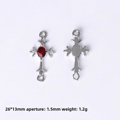 Dark Series Vintage Heart-shaped Cross Bow Pendant Necklace Earrings Zinc Alloy DIY Jewelry Accessories Black And Red