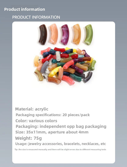 Multi-color Semi-transparent Two-color Gradient Cloud Curved Tube Scattered Beads DIY Bracelet Necklace Jewelry Accessories