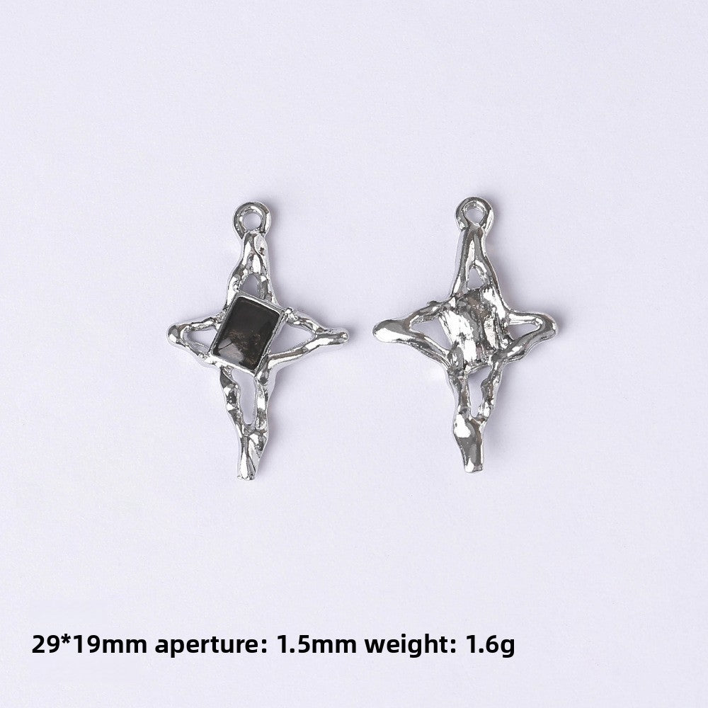 Dark Series Vintage Heart-shaped Cross Bow Pendant Necklace Earrings Zinc Alloy DIY Jewelry Accessories Black And Red