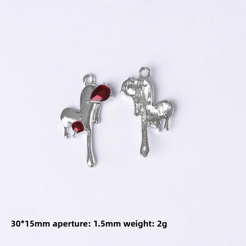 Dark Series Vintage Heart-shaped Cross Bow Pendant Necklace Earrings Zinc Alloy DIY Jewelry Accessories Black And Red