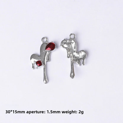 Dark Series Vintage Heart-shaped Cross Bow Pendant Necklace Earrings Zinc Alloy DIY Jewelry Accessories Black And Red