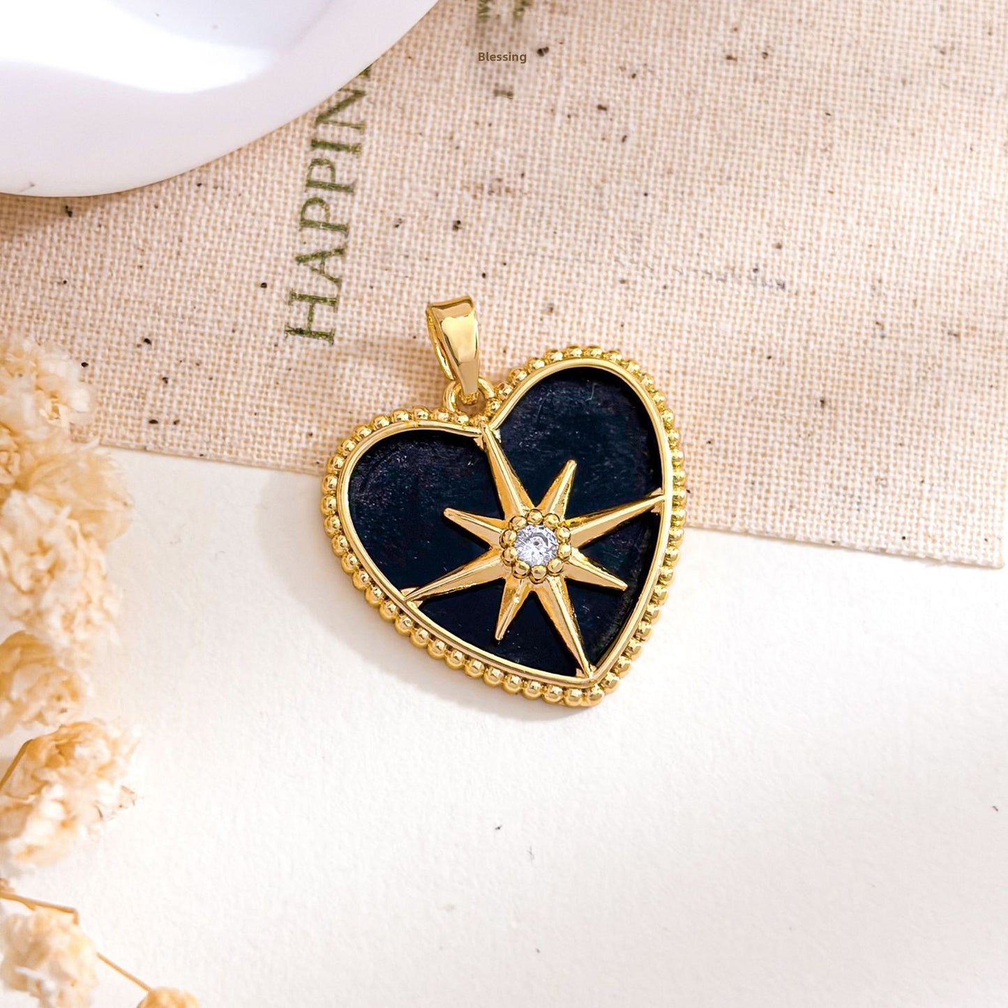 Rose Gold Plated Copper Octagonal Star Micro Inlaid Zircon Necklace Pendant Simple Jewelry Accessory