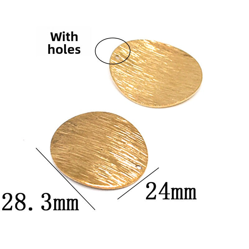 Bronze Frosted Wave Round Half Round Water Drop Heart Diamond Pendant Earrings DIY Jewelry Accessories Yellow Grid Polished