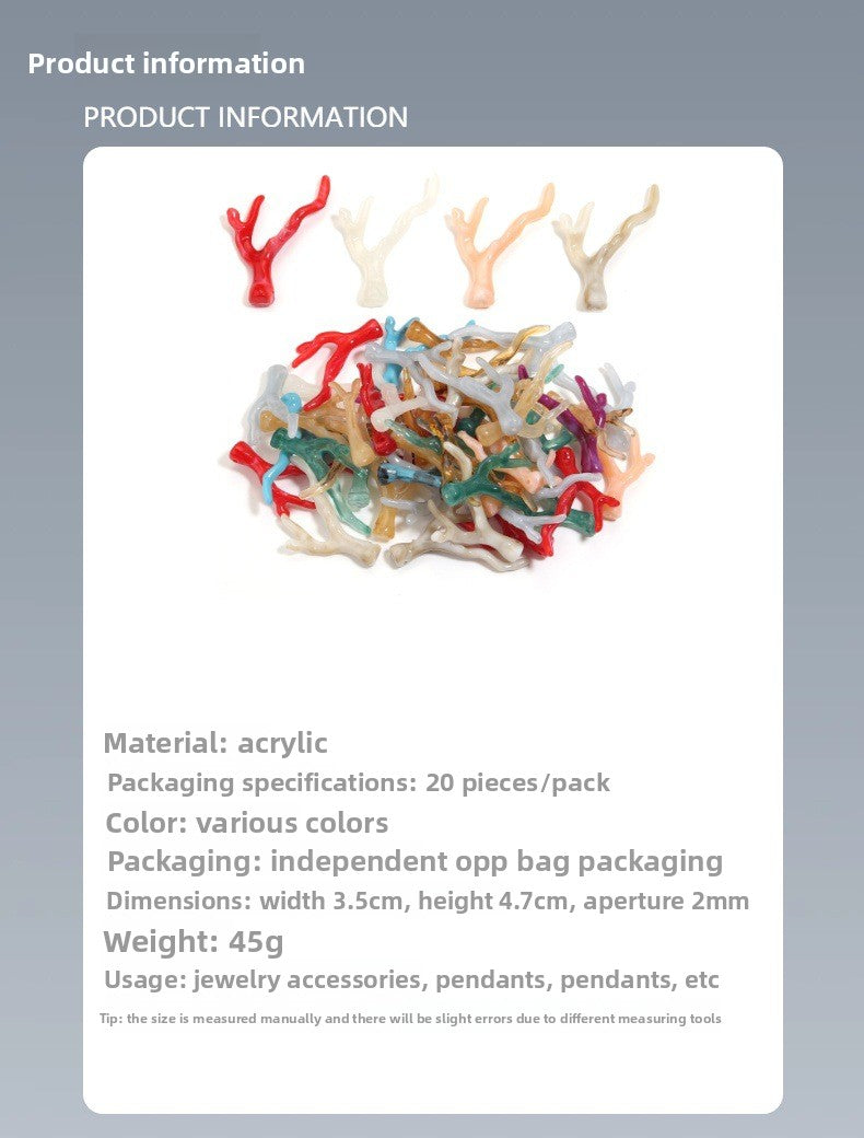 Acrylic Resin Coral Branch Antlers Ancient Style Hair Accessories Necklace Jewelry Accessories Pendant Suitable For DIY Handmade